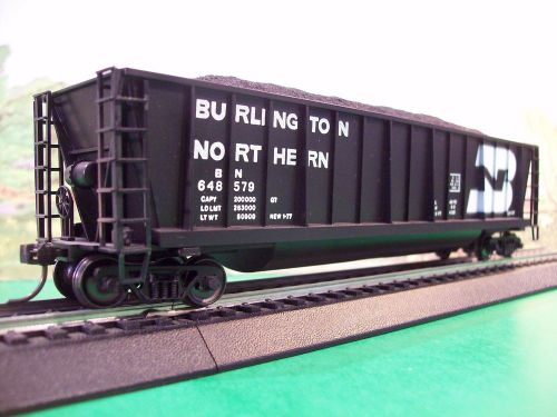 HO BURLINGTON NORTHERN 50&#039; Bathtub Gon #648579 - Metal wheels - Load - Kadees!