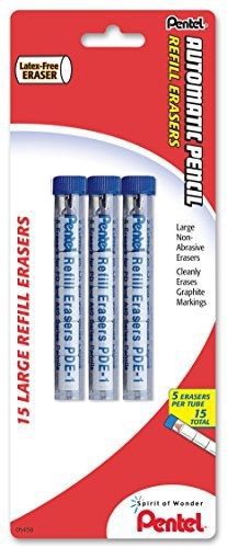 Penag Pentel Eraser Refills for Mechanical Pencils Pack of 15 (PDE1BP3-K6)