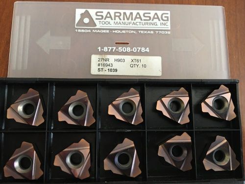 Sarmasag Tool Manufacturing 27NR H9003 XT61 #16943 QTY 10 ST-1039 NEW