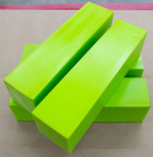 Urethane 3&#034;x3&#034;x12&#034; Block 70A Durometer Lime Green Bar Polyurethane Acrotech