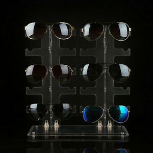 Two Row Sunglasses Rack 10 Pairs Glasses Holder Display Stand Transpar K^