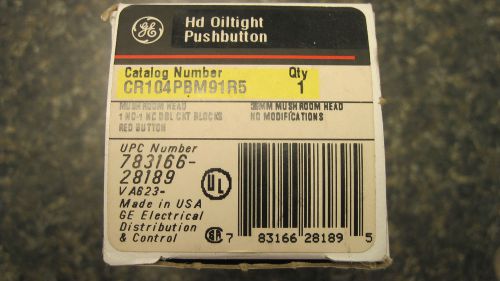 GE HD OILTIGHT PUSHBUTTON CR104PBM91R5 MUSHROOM HEAD