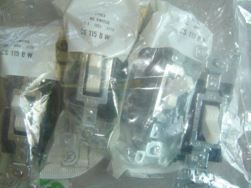 Lot of 4 cs115bw bryant commercial spec white single pole switch 15a 120/277 for sale
