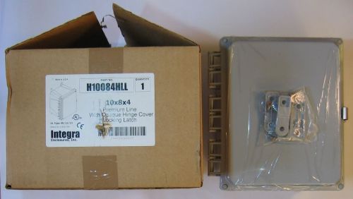 Electrical enclosure hinge box 10 x 8 x 4 nema 4x/12/13 ip66 integra h10084hll for sale