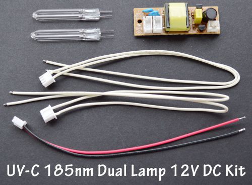 UVC 185nm Ozone Generator U-shape 50mm x 8mm x 50mm  Dual Lamp Bulb 12V DC Kit