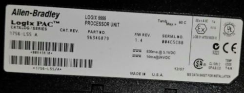 NEW Allen Bradley 1756-L55/A LogixPAC Logix 5555 Processor Unit F/W 1.4