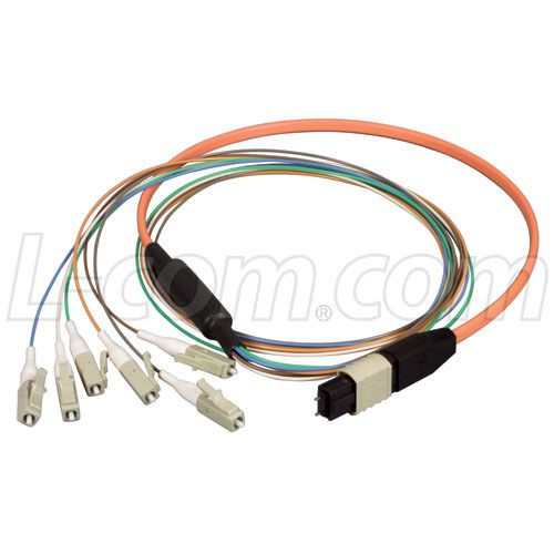 L-Com MTPM06-LC-01 MPO Male to 6x LC Fan-out, 6 Fiber Ribbon, OM1 62.5/125