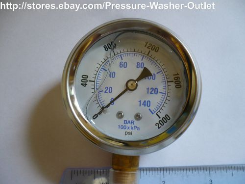 0-2000 PSI Liquid Filled Pressure Gauge PIC Brand 1/4NPT Bottom Mount 2 1/2 Face