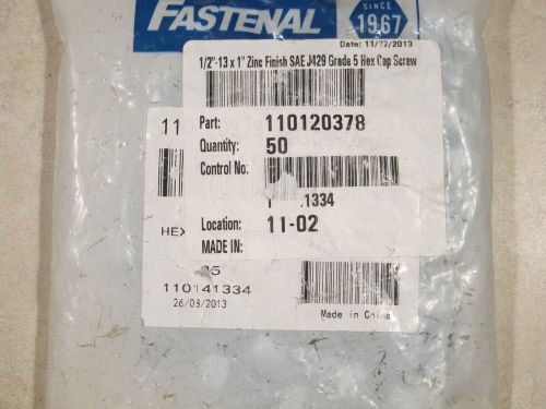 FASTENAL 1/2&#034;-13 x 1&#034; Zinc Finish SAE J429 Grade 5 Hex Cap Screw (bag of 25)