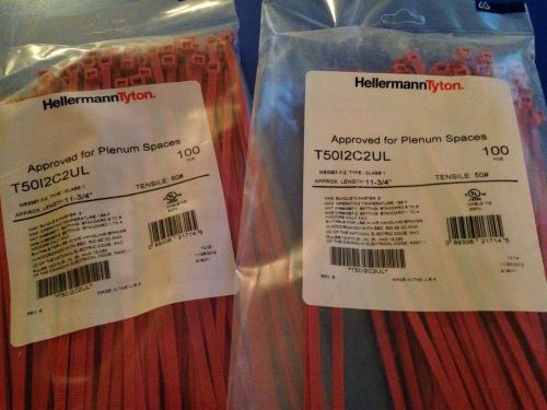 200 11.75&#034; Red Plenum rated Zip Ties HellermannTyton