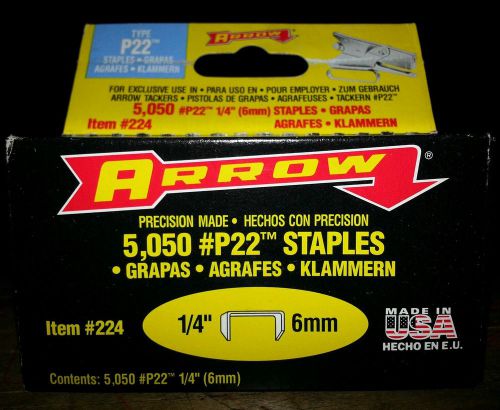 NEW ARROW #P22  ITEM# 224 STAPLES  1/4&#034; 6MM  5,050 PC BOX   FREE SHIPPING