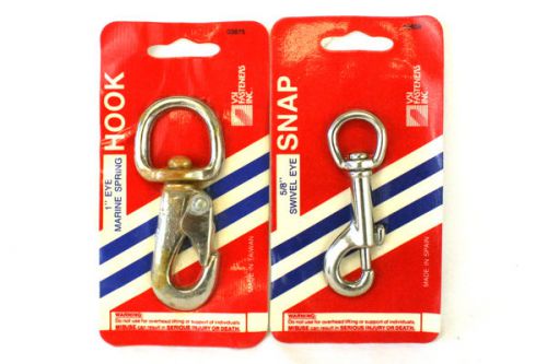 Lot of 2 VSI Fasteners 1984 - Swivel Eye SNAP 5/8 - Eye Marine Spring HOOK 1&#034;