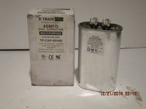 TRADE PRO 45MFD OVAL CAPACITOR,45 MFD, 370/440VAC, TP-CAP-45/440,FREE SHIP NISB!