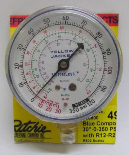 Yellow Jacket Replacement Manifold Gauge R22 R12 R502 Flutterless 350psi