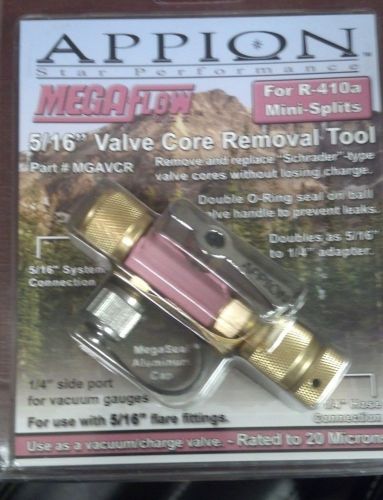 APPION, R410A, MEGA-FLOW, VALVE CORE REMOVAL TOOL, VACUUM &amp; CHARGING VALVE, 5/16