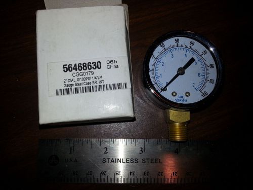 PRESSURE GUAGE 2&#034;DIAL 0-100psi STEEL CASE 0-7BAR