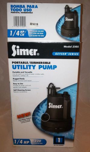 Simer 2305 Geyser II 1/4 HP Submersible Utility Water Flood Basement Sump Pump