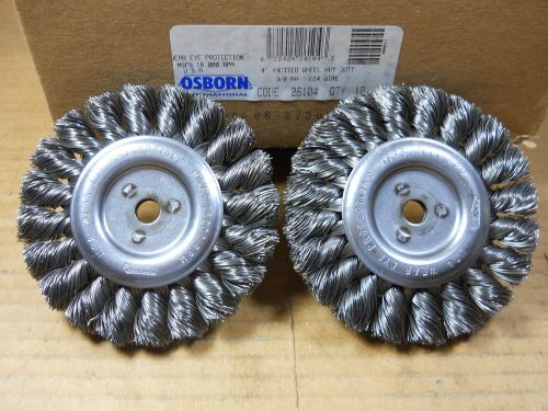 Lot of 2 / Osborn 4&#034; x 3/8&#034; AH x .014&#034; HD Knot Wire Wheel Brushes # 26104 USA