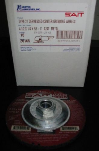 SAIT 20165 4-1/2x1/4x5/8-11 A24T GRINDING WHEELS QTY-10