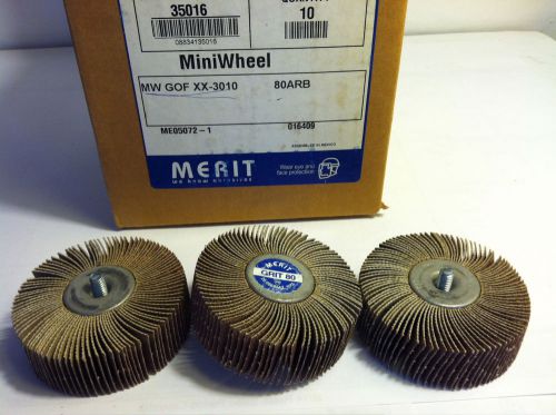 MERIT ABRASIVES, #35016, 3 X 1 X 1/4-20, 80 GRIT MINI FLAP WHEEL