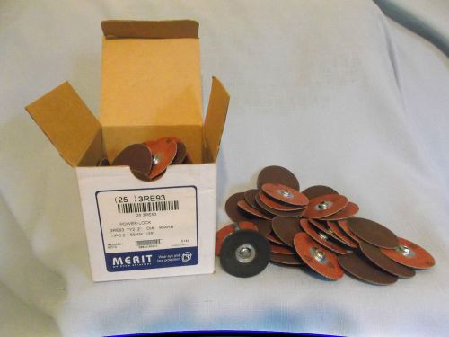 New Merit 2&#034; Power Lock Abrasive Disk Type 2 #3RE93 80 ARB grit w/2&#034; disk holder