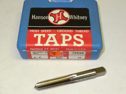 new HANSON WHITNEY M10 X 1.5 D6 4FL D-6 HSS Taper Spiral Point Tap 72936 USA