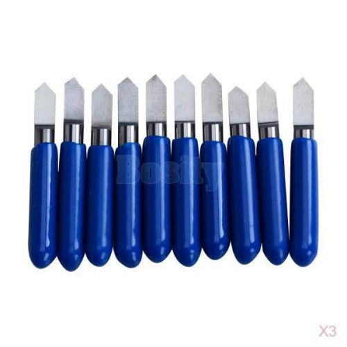 3x 10pcs V Shape Carbide Flat Bottom Engraving Bit CNC Router Tool 1/8&#034;