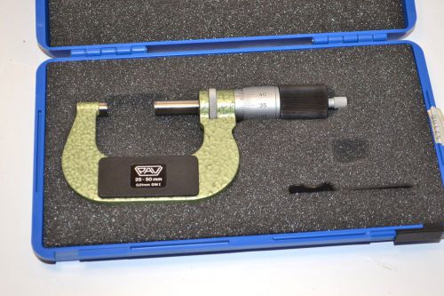 NOS PAV Swiss 25-50mm Outside MICROMETER Grad 0.01mm Carbide Faces #2A411