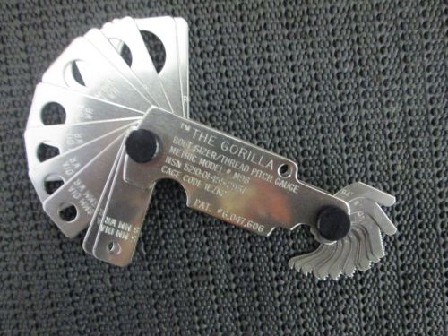 The Gorilla Bolt Sizer &amp; Thread Pitch Gauge Metric M98  ~ New