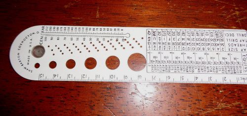 VINTAGE MULTI USE POCKET CHART DECIMAL EQUIVALENTS RULER TAPS DRILL SIZES CIRCLE