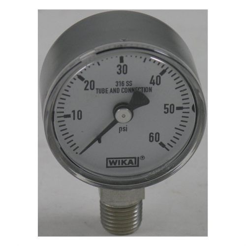 WIKA T131.11 Pressure Gauge, 0-60 PSI, 2&#034; Dial w/ 1/4&#034; NPT Bottom Mount, Dry