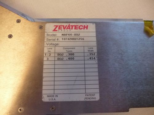 ZEVATECH MULTILANE TRACK FEEDERS 1MBF44-SOJ 2 LANES SOJ 300 @.352, 1 SOJ @.454