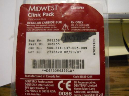 Tungsten Carbide Dental Bur - Midwest Type - 25 pack - Size 1156 FG