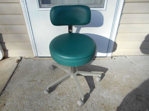 Marus Doctors Stool With Green Vinyl Fabric Seat Back Rest, Beige enamel finish