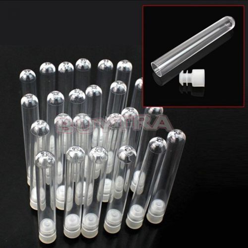 Cheap! 10 Pcs 12*75mm Clear Plastic with White Cap Test Tubes Lab Teaching US FM