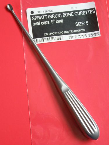 Orthopedic SPRATT BRUN BONE CURETTES 9&#034; Size 5 Surgical Veterinary Instruments