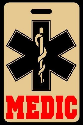 Tan medic luggage/gear bag tag - free personalization - new for sale