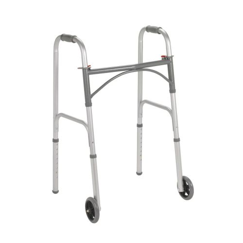 Drive medical 10244-1 two button folding steel walker, grey for sale