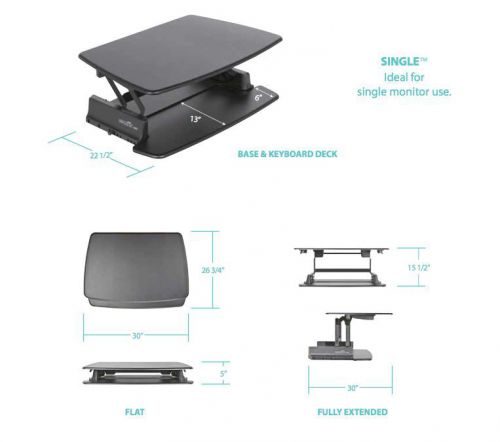 VARIDESK SINGLE  Sit Standing adjustable height desk workstation table