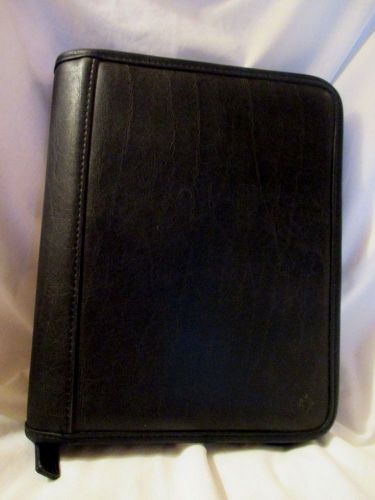 Vintage Textured Black FAUX LEATHER Folder Binder Organizer FRANKLIN COVEY