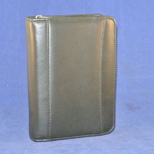 *NEW* POCKET .8&#034; Rings BLACK Leather FRANKLIN COVEY Zipper Planner/Binder