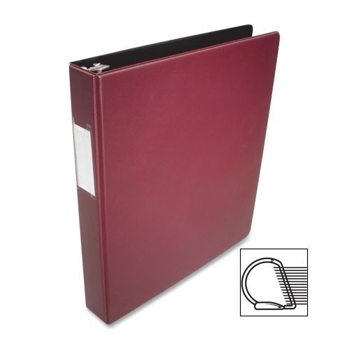 Business Source Slanted D-Ring Binder - 1&#034; -2 Pockets- Burgundy- 1 Ea- BSN33106