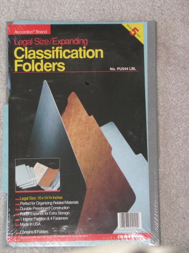 5 Globe-Weis Legal Classification Folders PU544 LBL Blue