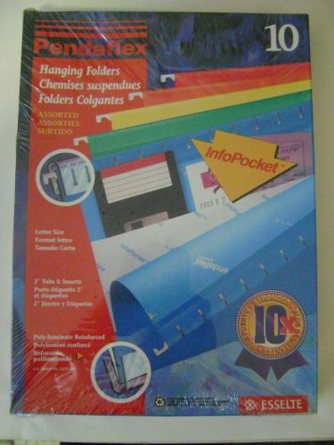 Pendaflex-10 Hanging Folders w/2&#034; Tabs &amp; Inserts -Poly-laminate Reinforced - NIB