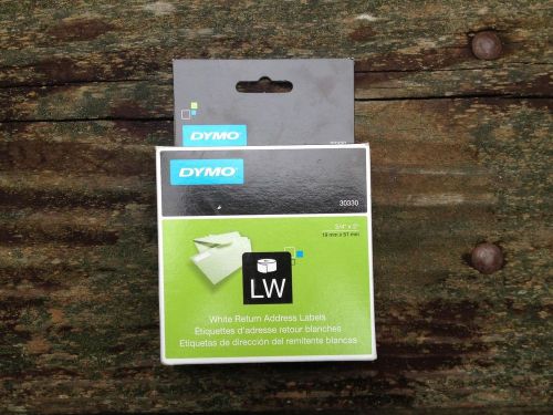 New 1 Roll DYMO White Return Address 500 Labels # 30330 Size 3/4&#034; x 2&#034;