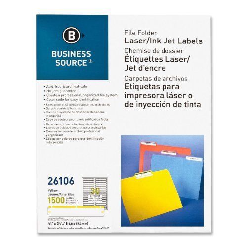 Business source file folder label - 0.66&#034; width x 3.43&#034; length - 1500 (bsn26106) for sale