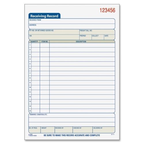 Adams Receiving Record Book - 50 Sheet(s) - 2 Part - 8.43&#034; x 5.56&#034; - 1Each