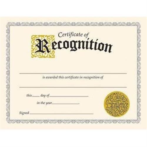 Certificate of Recognition (Large) - 30 pack