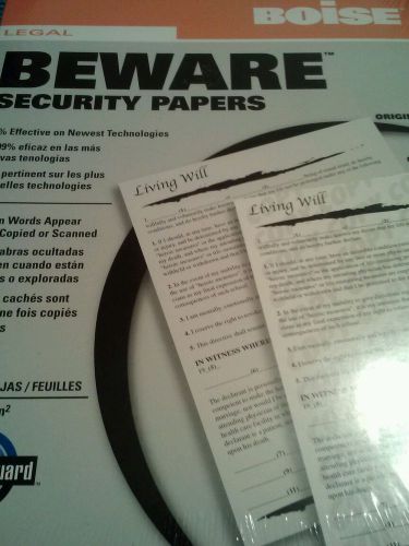 Boise beware legal security papers 60 sheets 8.5 x11 anti-scam protection