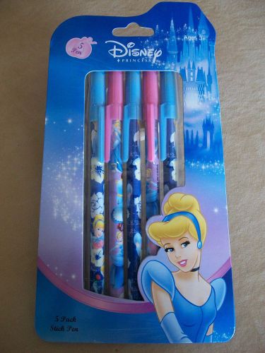 Disney Princess &#034;Cinderella&#034; 5 Pack Stick Pens, #43134, BRAND NEW IN PACKAGE!!!